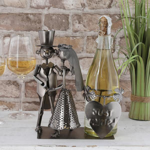 Metall Flaschenhalter Brautpaar als Hochzeitsgeschenk