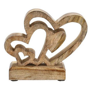 Herz Ensemble auf Holzfuß, 15 cm