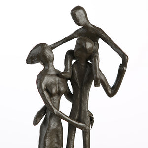 Skulptur Familie dreiköpfig aus Eisen brüniert 74570