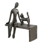 Skulptur Frau mit Katze Eisen, brüniert 12cm