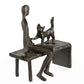Skulptur Frau mit Katze Eisen, brüniert 12cm
