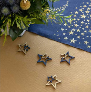 Tischschmuck Weihnachten große Glitzer Streudeko Sterne 12Stk gold blau