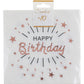 Servietten Happy Birhtday weiß mit metallic Druck rosegold