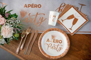 Servietten rosegold metallic mit Sektgläsern