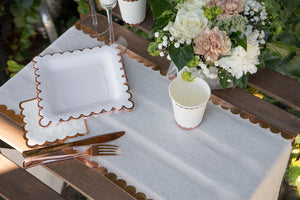 Tischläufer Baumwolle 28cm x 3m rosegold und weiß