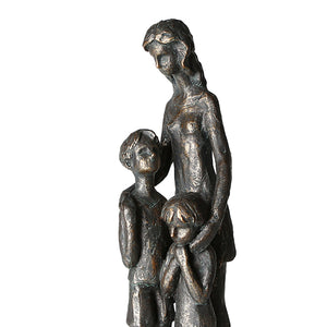 Design Skulptur "Familie mit Hund" 31cm aus Polystone brüniert 79713