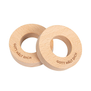 Holz Ei-Untersetzer 2er-Set "Gott hält dich"