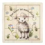 Holzrahmenpuzzle Schäfchen "Der Herr ist mein Hirte" 15 cm