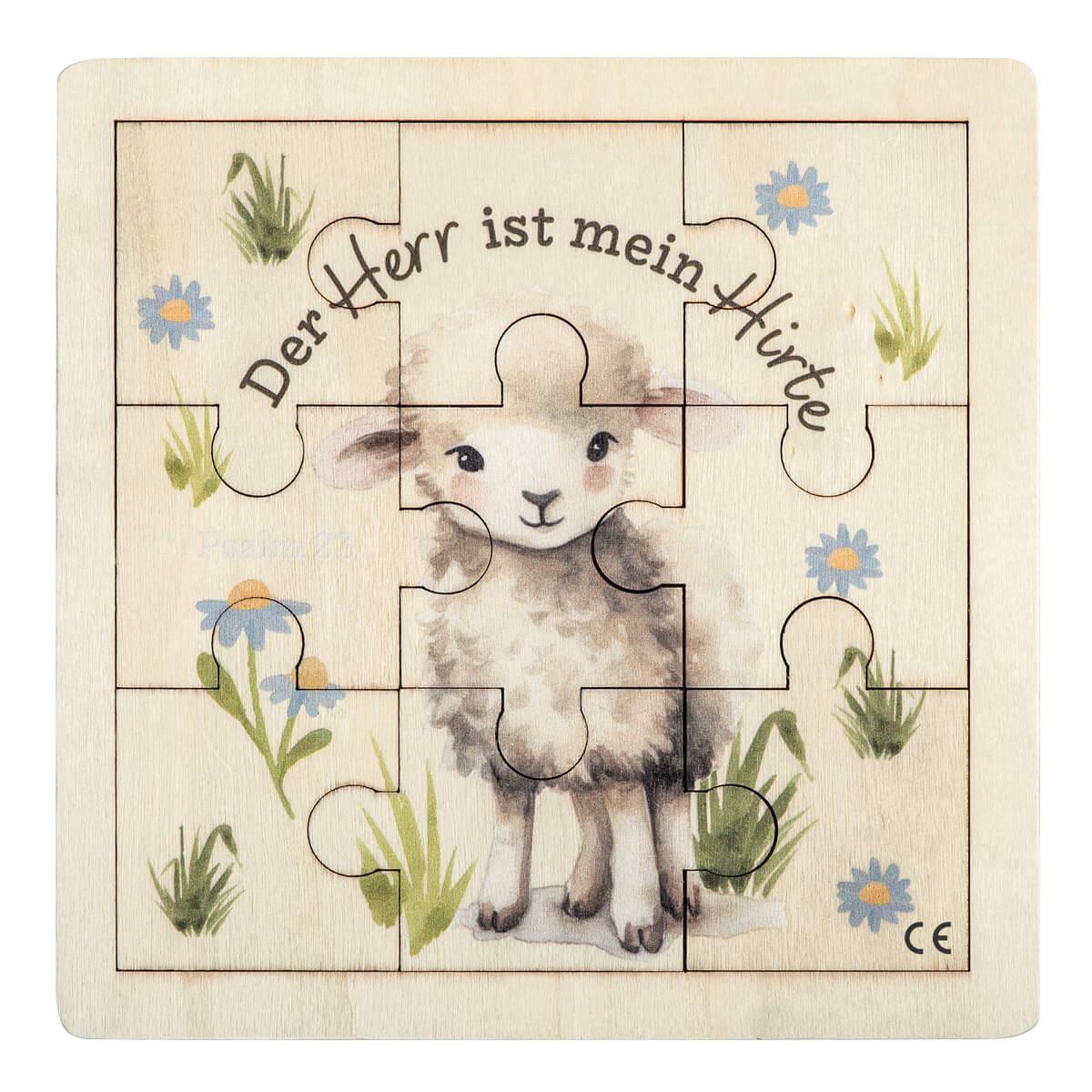 Holzrahmenpuzzle Schäfchen "Der Herr ist mein Hirte" 15 cm