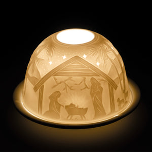 Weihnachtswindlicht  | Bisquitporzellan mit Krippenmotiv