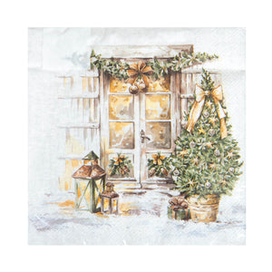 Servietten Winterstimmung "verschneite Tür"