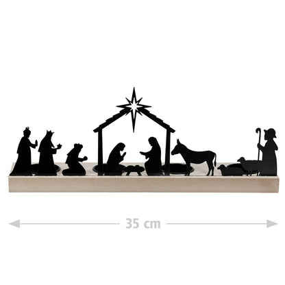 Teelichtleuchter Krippe schwarz