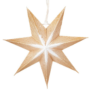 Papier Stern Weiß-Gold mit Glitzer, 7-zackig