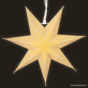 Papier Stern Weiß-Gold mit Glitzer, 7-zackig