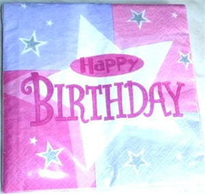 "Pink Shimmer" Happy Birthday 16er Servietten