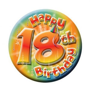 Riesen-Button 16cm Happy Birthday ZAHL 18