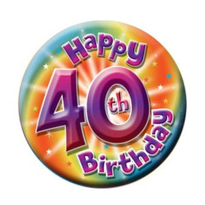 Riesen-Button 16cm Happy Birthday ZAHL 40
