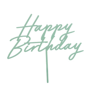 Acryl Kuchentopper Happy Birthday 18cm grün