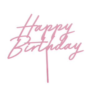 Acryl Kuchentopper Happy Birthday 18cm hellrosa