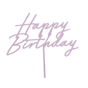 Acryl Kuchentopper Happy Birthday 18cm lila