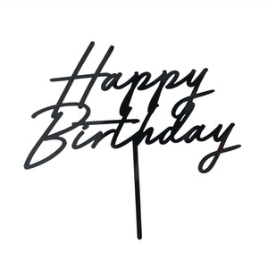 Acryl Kuchentopper Happy Birthday 18cm schwarz