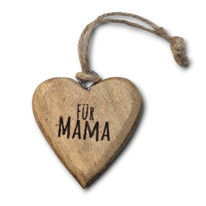 Holzherz mit Anhänger 4x4x2 cm Geschenk für Mama