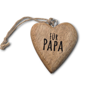 Holzherz mit Anhänger 4x4x2 cm Geschenk für Papa