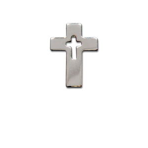Anstecknadel Kreuz aus Metall silberfarben, 2 cm, Pin mit Ansteckverschluss