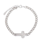Armband aus Edelstahl mit Kreuz und Zirkonia-Stein
