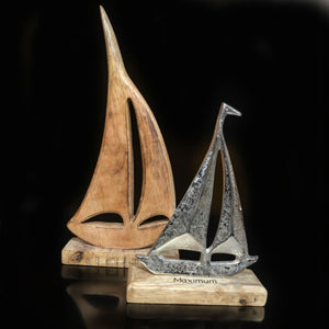 Aufsteller Boot aus Mangoholz natur 15x32x5cm