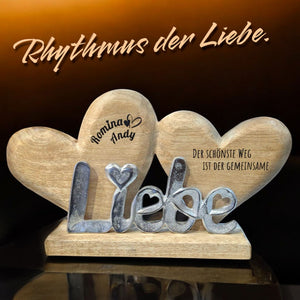 Aufsteller Doppelherz mit Schriftzug Liebe 35 cm personalisiertes Geschenk