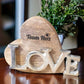 personalisiertes Holzherz mit Schriftzug "Love" 21cm Partnergeschenk