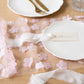 Tüll Tischläufer hellrosa mit rosa Blumen 5mx26cm