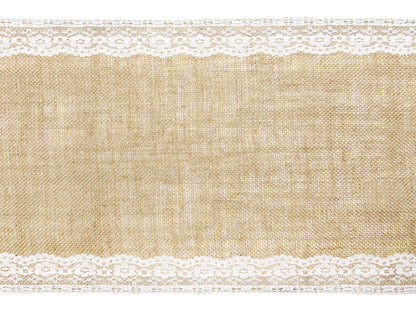 Tischläufer Jute 28cm x 2,75m mit Spitze am Rand