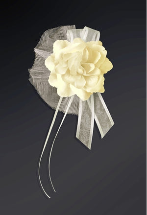 Blüte mit Tüll und Schleife für Autotürgriff 4er Set crème