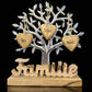 Baum mit Schriftzug "Familie" 23cm mit 3 gravierten Holzherzen