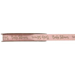 Baumwollband 10mm x 3m Schrifzug "Baby Shower" rosa golden