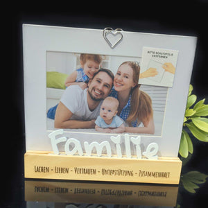 Bilderrahmen mit Wunschtext & Schriftzug Familie personalisierbar