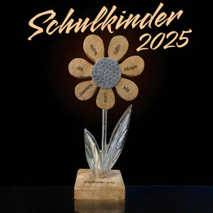 Blume aus Metall mit Holz Blüten zum Hinstellen 24cm groß | Blumengeschenk