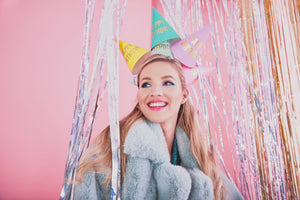 Partyhütchen Happy Birthday pastell 6er, 16cm | Geburtstagshütchen