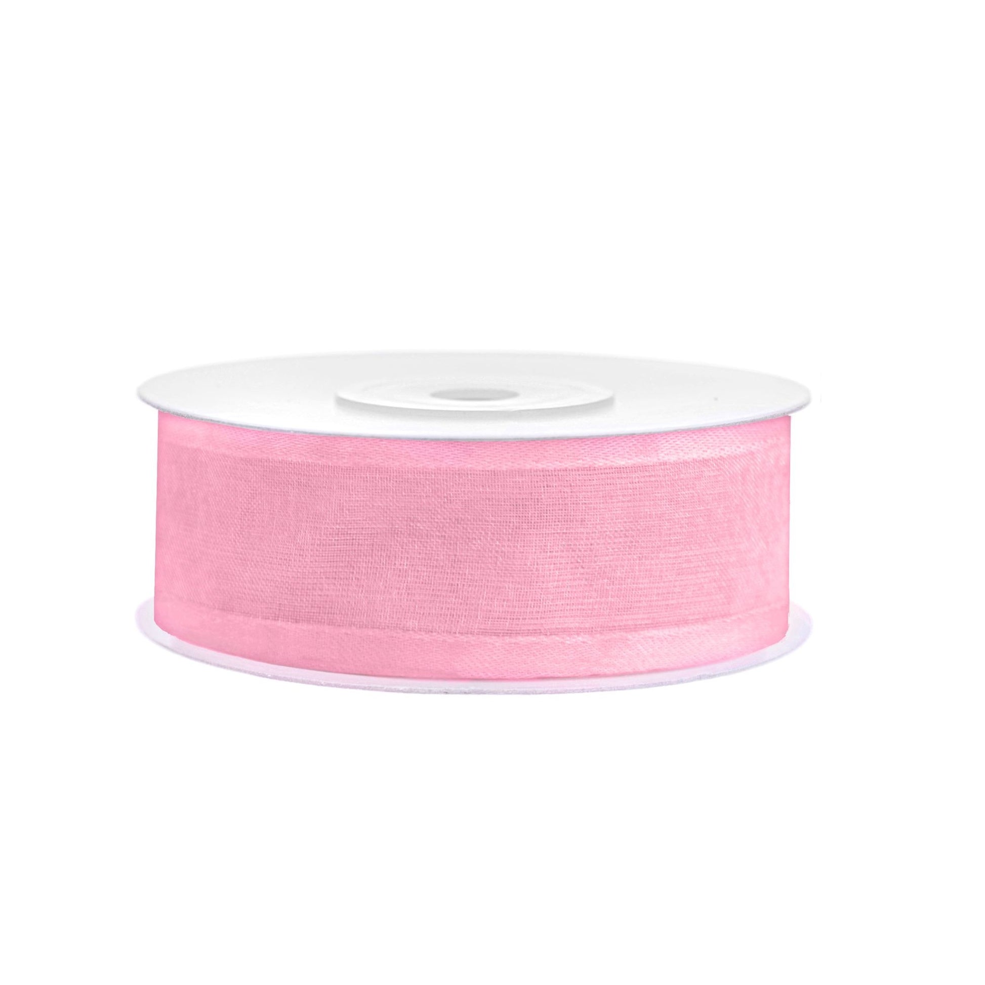 Chiffon Band mit Satinrand  25mm x 25m helles Rosa