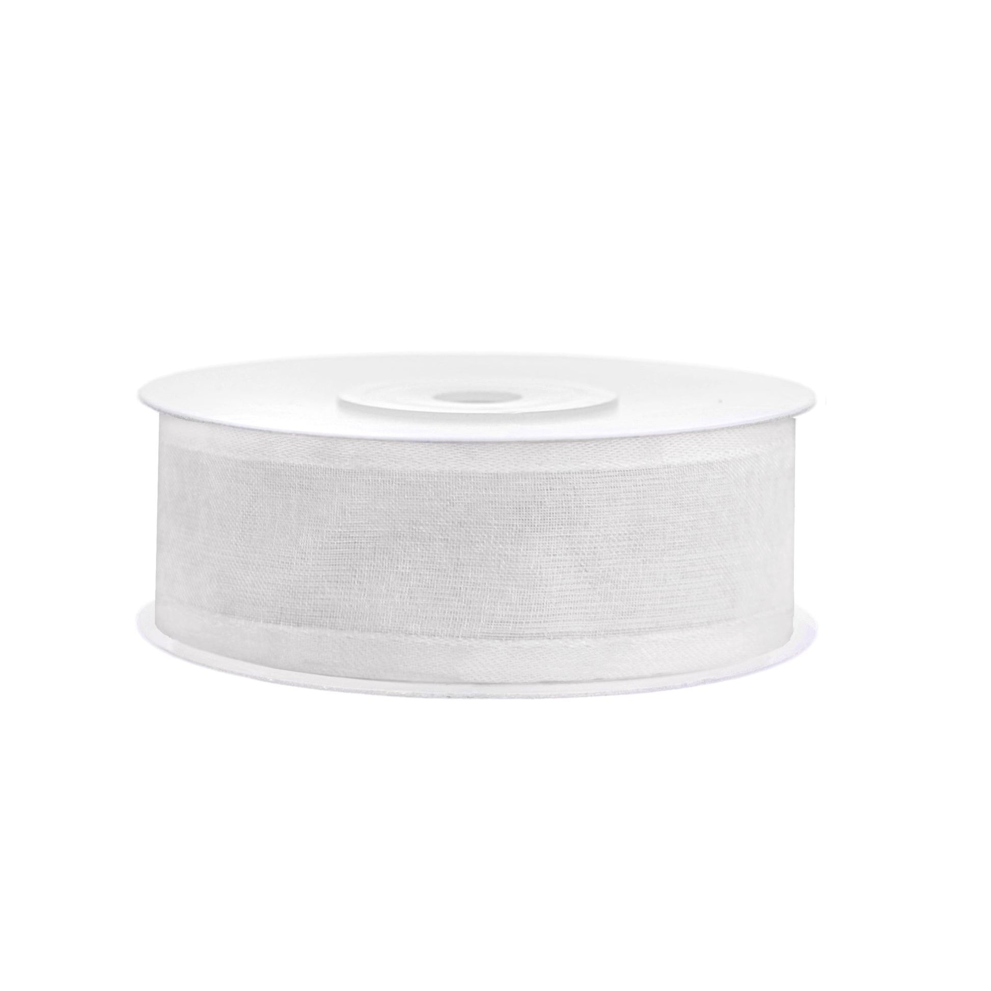 Chiffon Band mit Satinrand 25mm x 25m weiß