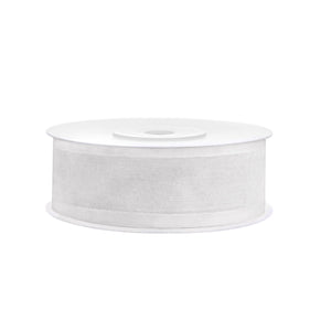 Chiffon Band mit Satinrand 25mm x 25m weiß