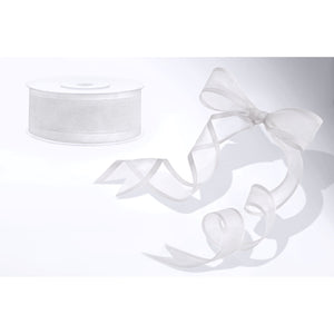 Chiffon Band mit Satinrand 25mm x 25m weiß