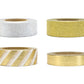 Washi Tape selbstklebend 4 Rollen silber golden