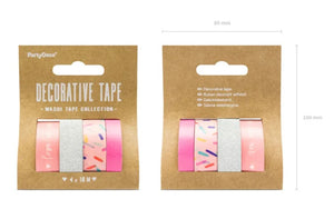 Washi Tape selbstklebend 4 Rollen rosa pink silber