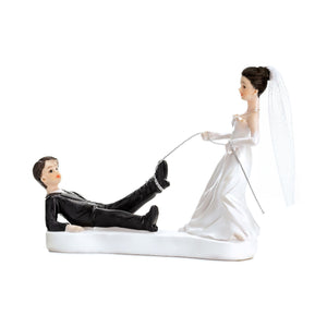 Deko-Figur Braut fängt Bräutigam mit dem Seil Torten Tischdeko