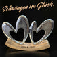 Deko Schaukel zwei silberne Herzen auf Holz 19cm | personalisiertes Geschenk