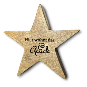 Personalisierter Deko Stern aus massivem Mangoholz 20cm