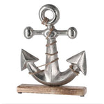 Deko Aufsteller Anker aus Metall auf Holzsockel 33cm 53287
